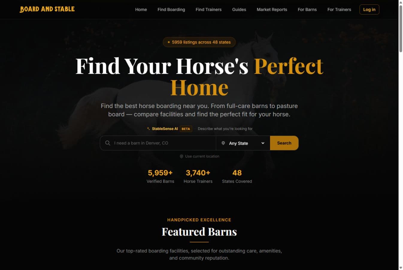 Board & Stable live homepage