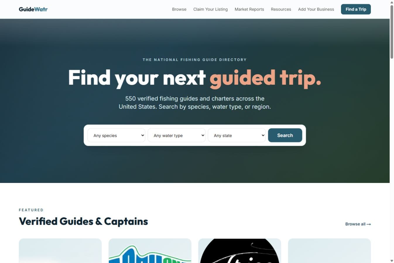 GuideWatr homepage