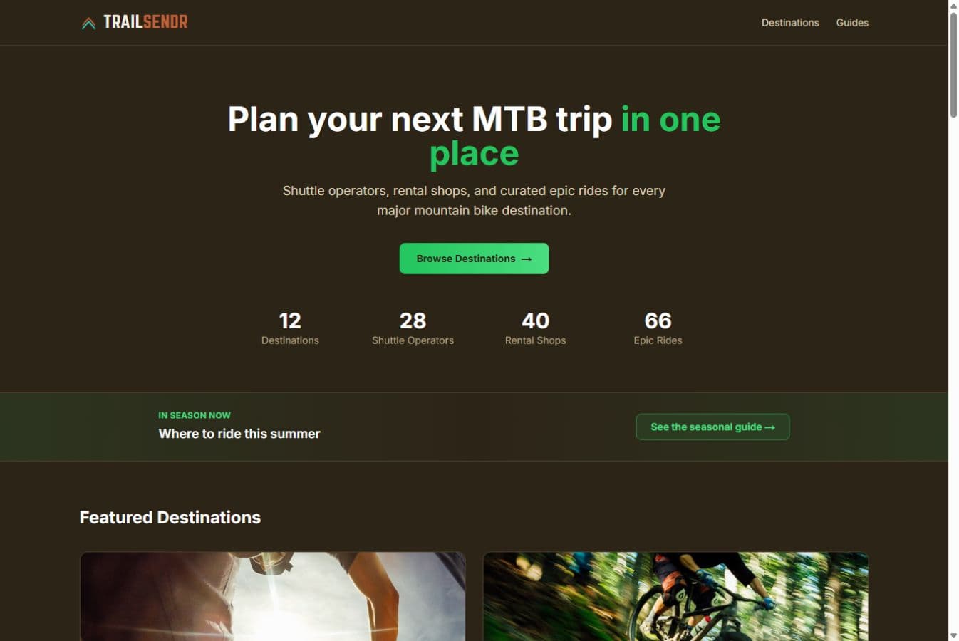 TrailSendr live homepage