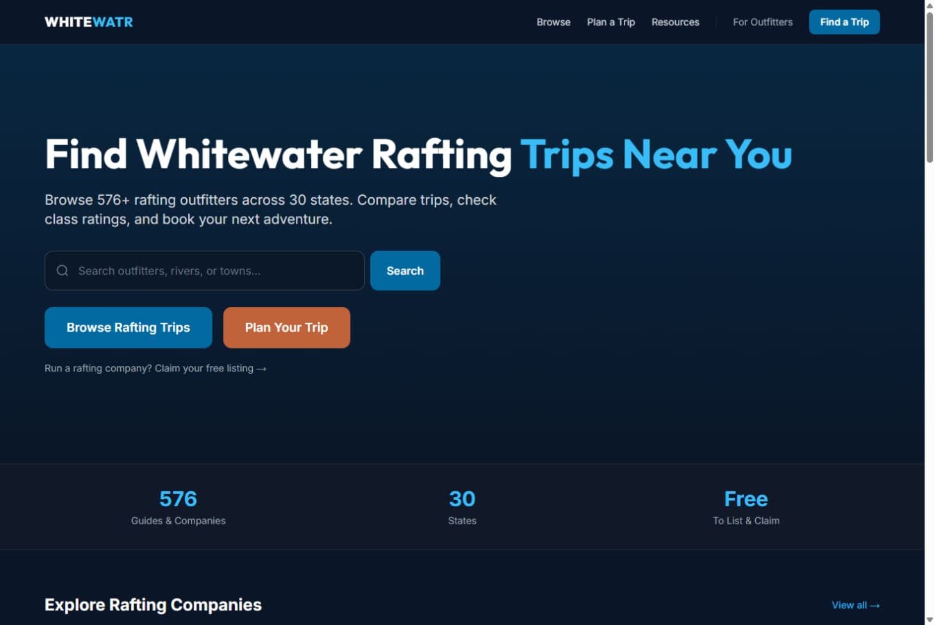 Whitewatr homepage